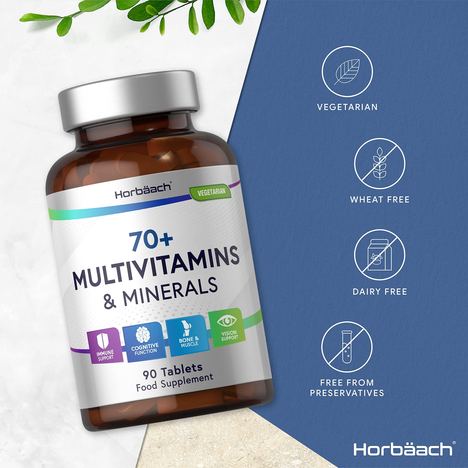 Multivitamin 70 Plus Tablets | 90 Count | with Essential Vitamins and Minerals | for Men and HorbäachBuy Supplements Australia