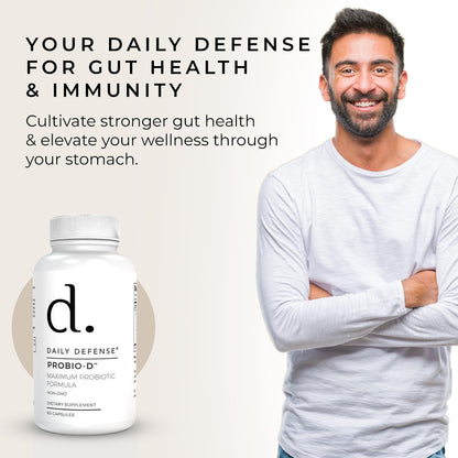Daily Defense Probiotic Immune Support Supplement - Daily Probiotics for Men with Constipation & Gas - Digestion and Bloating Supplement & Probiotics for Women - 60 Capsules, PROBIO-D Daily DefenseBuy Supplements Australia