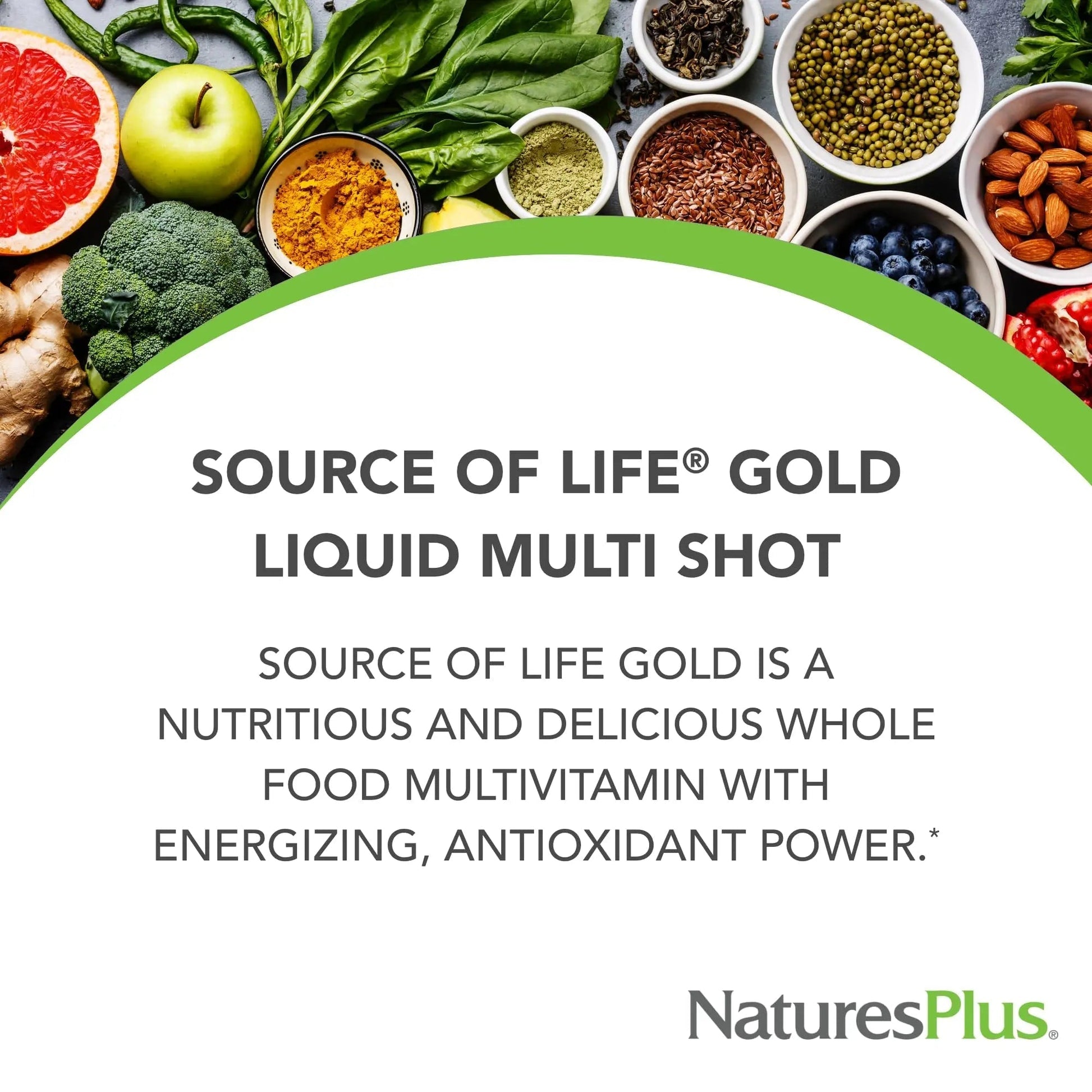NaturesPlus Source of Life Gold Liquid Multi Shot - 1 fl oz, Case of 12 - Tropical Fruit Flavor - Provides Nutrients from 100+ Fruits and Vegetables - 12 Servings NaturesPlus