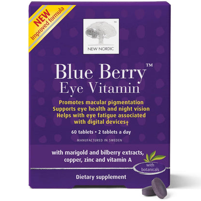 NEW NORDIC Blue Berry Eye Vitamin Lutein Supplement with Zinc, Supports Macular Pigmentation, Eye & Vision Function, 60 Tablets (Pack of 1) NEW NORDICBuy Supplements Australia
