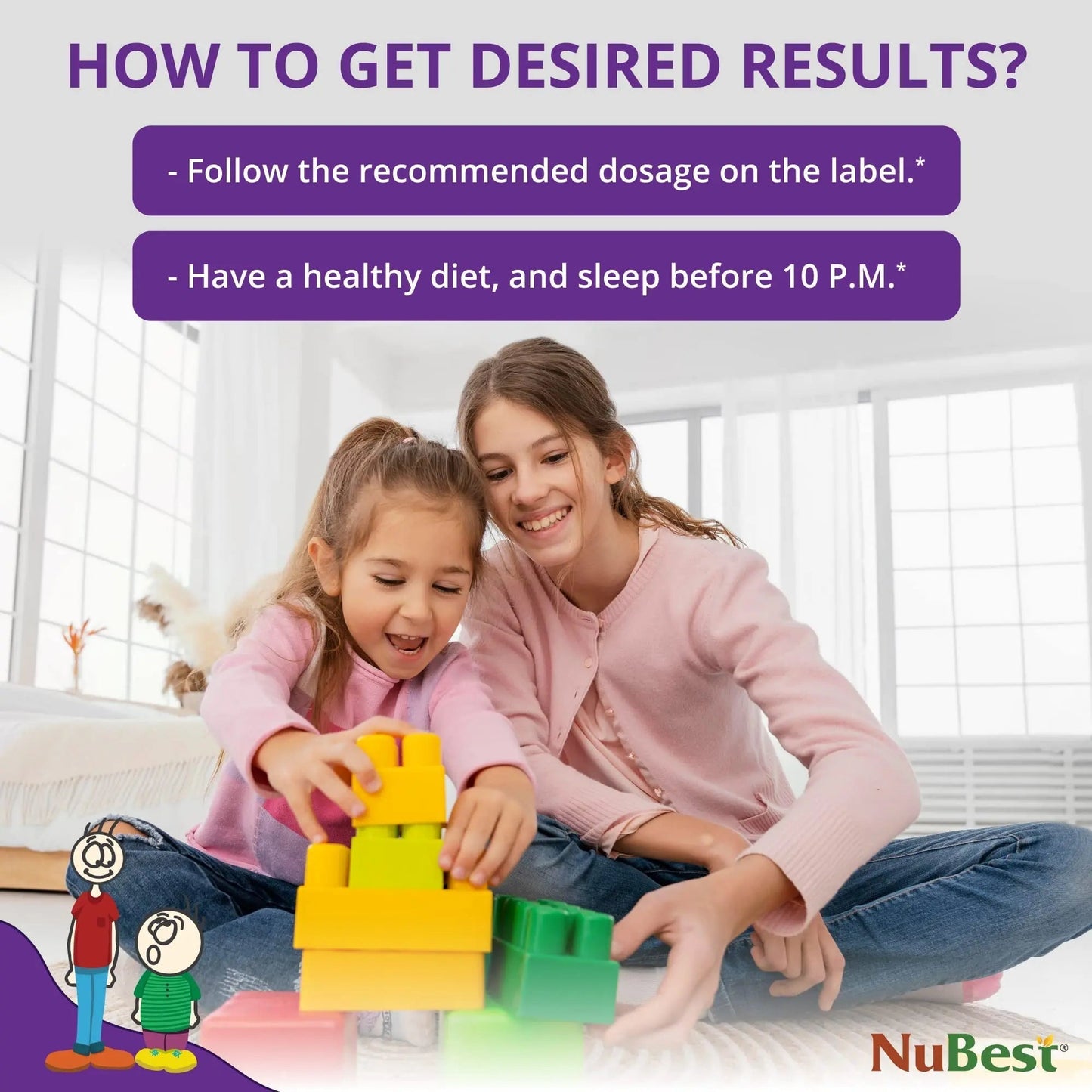 NuBest Tall Kids - Multivitamins & Minerals for Age 2 to 9 - Bone Strength & Immunity Support - Helps Kids, Toddlers Healthy NuBest