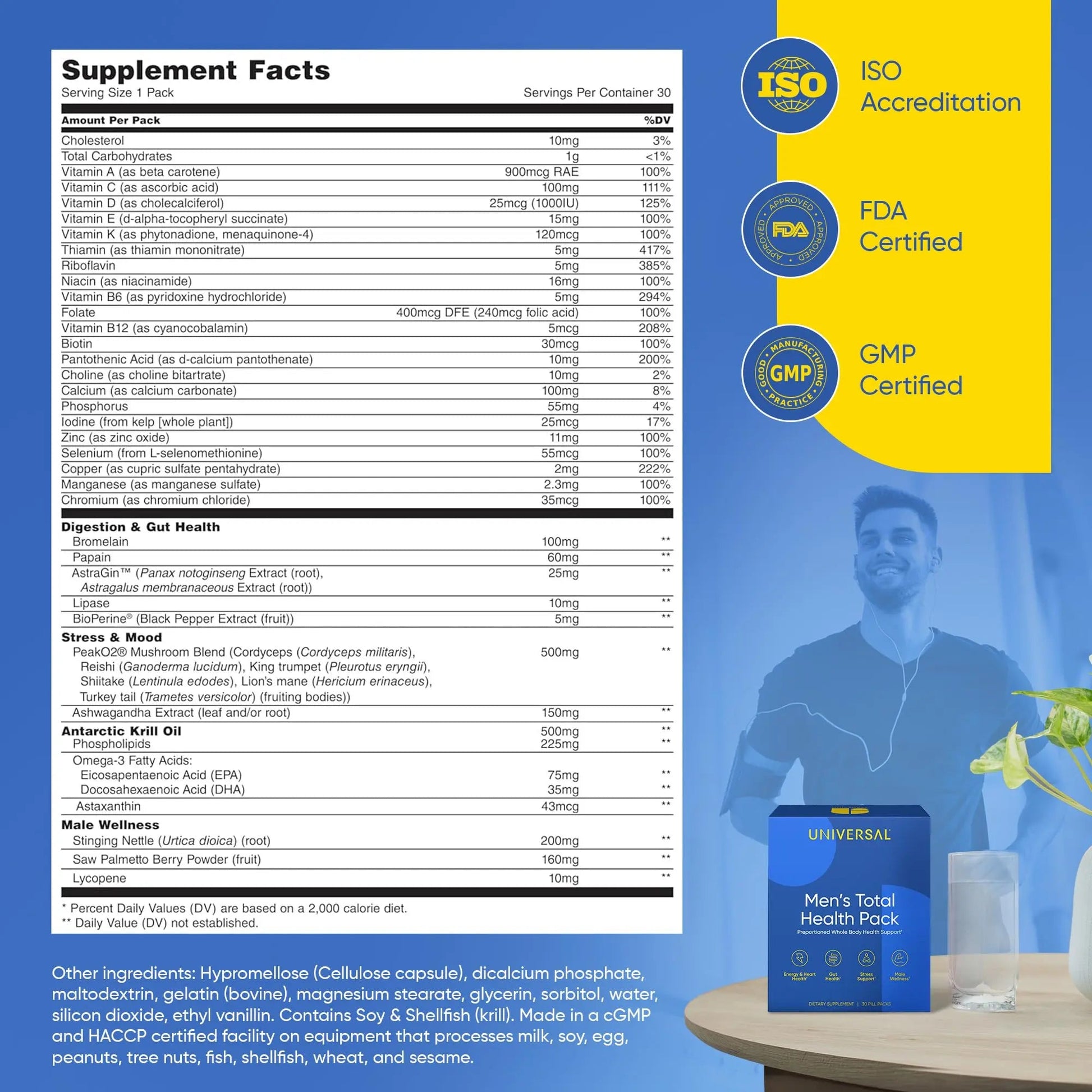 Men's Total Health Daily Vitamin Packs - 22 Essential Minerals & Vitamins for Men, All-in-One Multivitamin Supplement for Energy Universal UBuy Supplements Australia