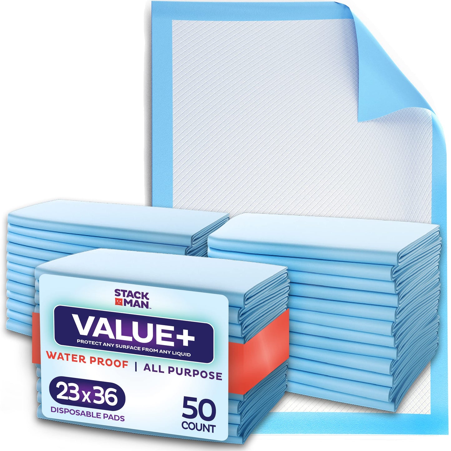 Chucks Pads Disposable [50-Pack] Underpads 23x36 Incontinence Chux Stack ManBuy Supplements Australia