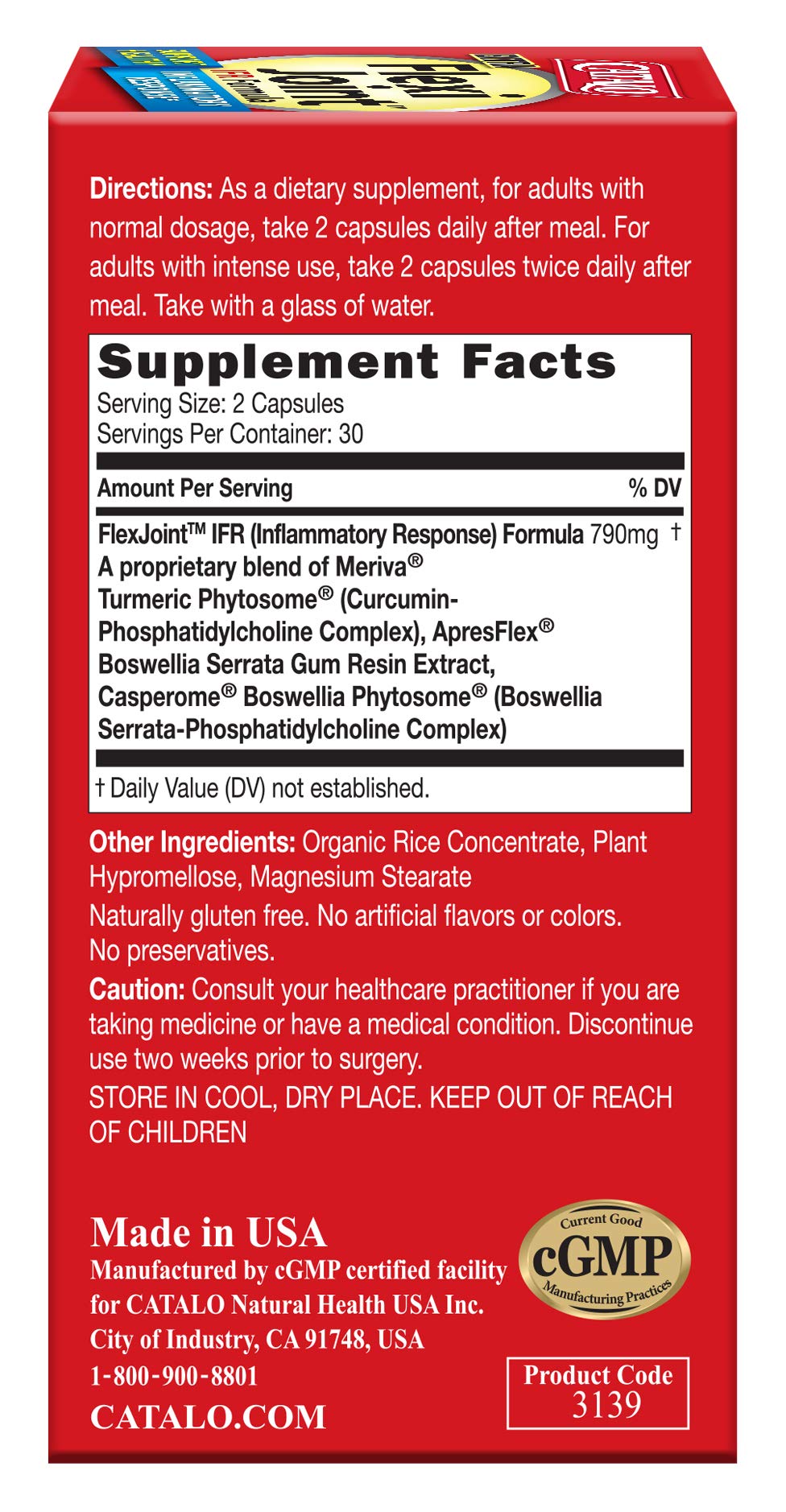 CATALO Extra FlexiJoint IFR Formula – with Meriva Turmeric Phytosome, ApresFlex & Casperome Boswellia – 60 Capsules CATALOBuy Supplements Australia