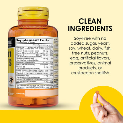 MASON NATURAL Mini Multi Vitamins with Iron, Vitamins A, C, D, E, B1, B2, B3, B6, B12, Folate and Calcium for Overall Health MASON NATURALBuy Supplements Australia