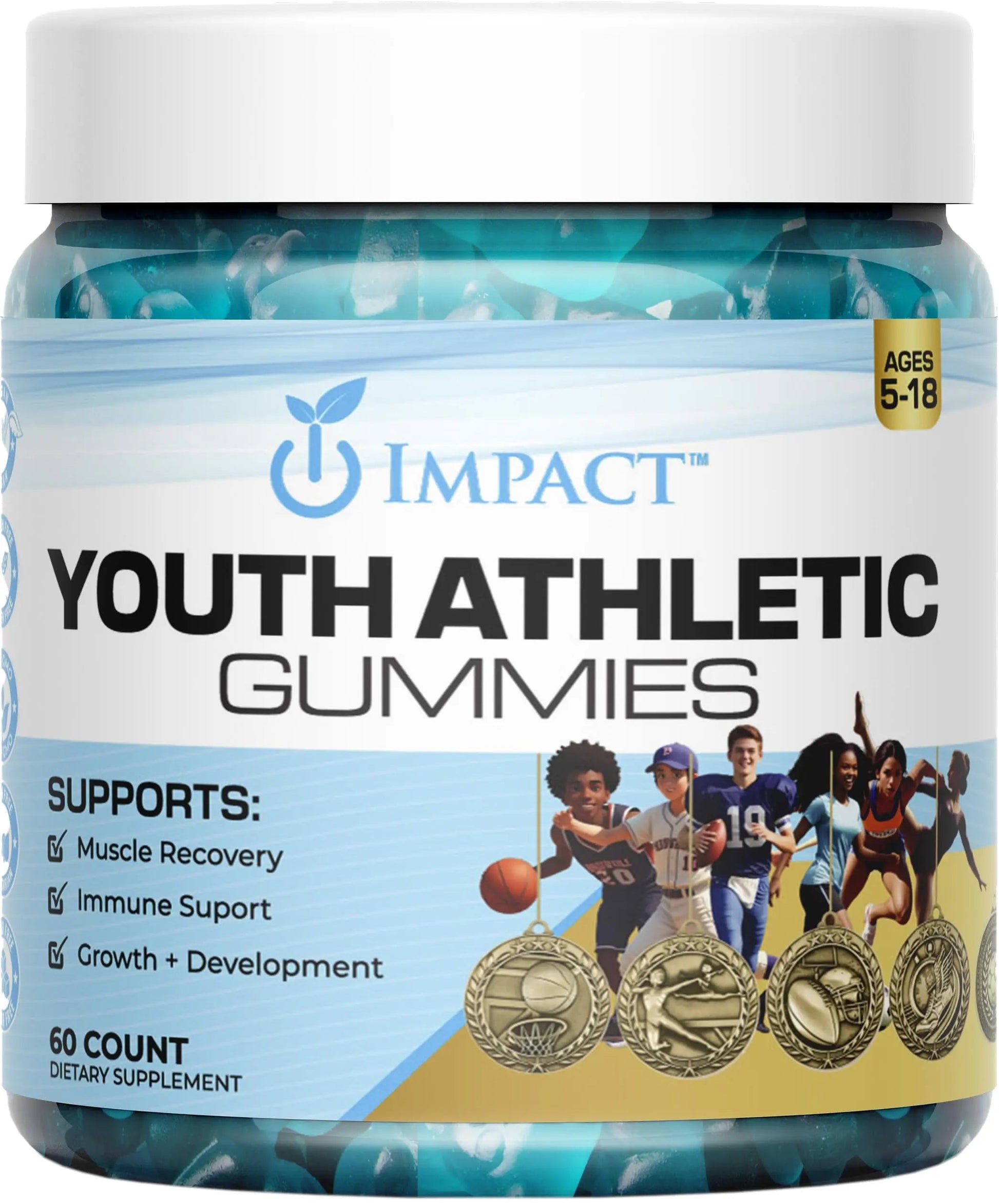 Youth Athletic Gummies – Kids Multivitamin Gummies with Essential Nutrients, Immune & Energy Support, Vegan & Gelatin-Free IMPACT