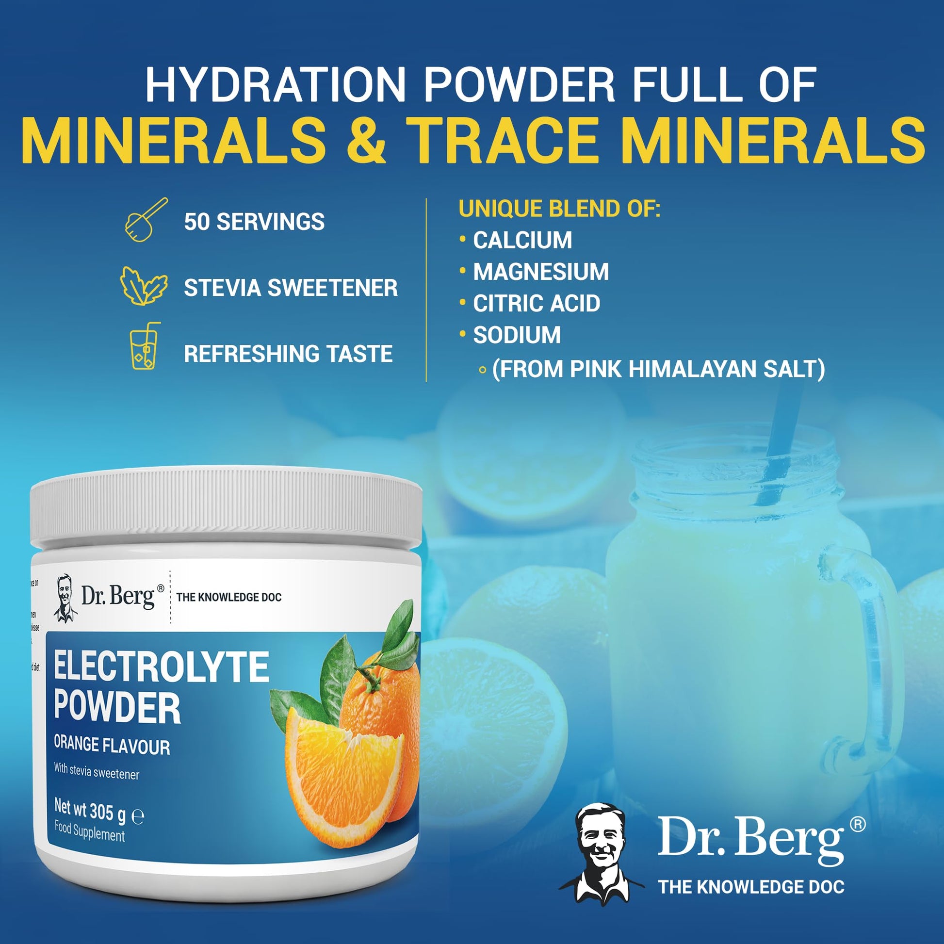 Dr. Berg Electrolyte Powder - Electrolyte Drink Supplements with 1000mg Potassium Dr. Berg NutritionalsBuy Supplements Australia