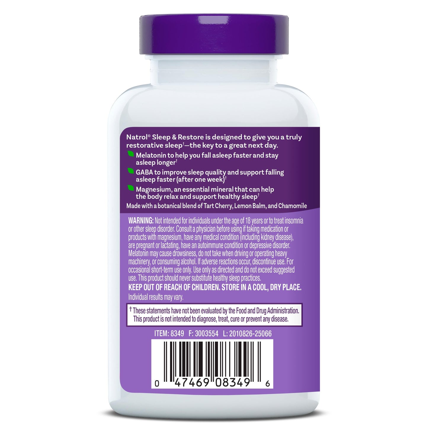 Natrol Sleep & Restore Capsules - Calm Magnesium Glycinate, Magnesium Sleep Aid with GABA, Melatonin 5mg, Botanical Blend, 30 Day Supply NatrolBuy Supplements Australia
