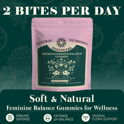 Zontixyrl Premium Feminine Balance Gummies Women - Pineapple Gummies for Women pH Probiotic and Immune Support Vegan Gluten Free 60 Gummies 30 Servings ZontixyrlBuy Supplements Australia