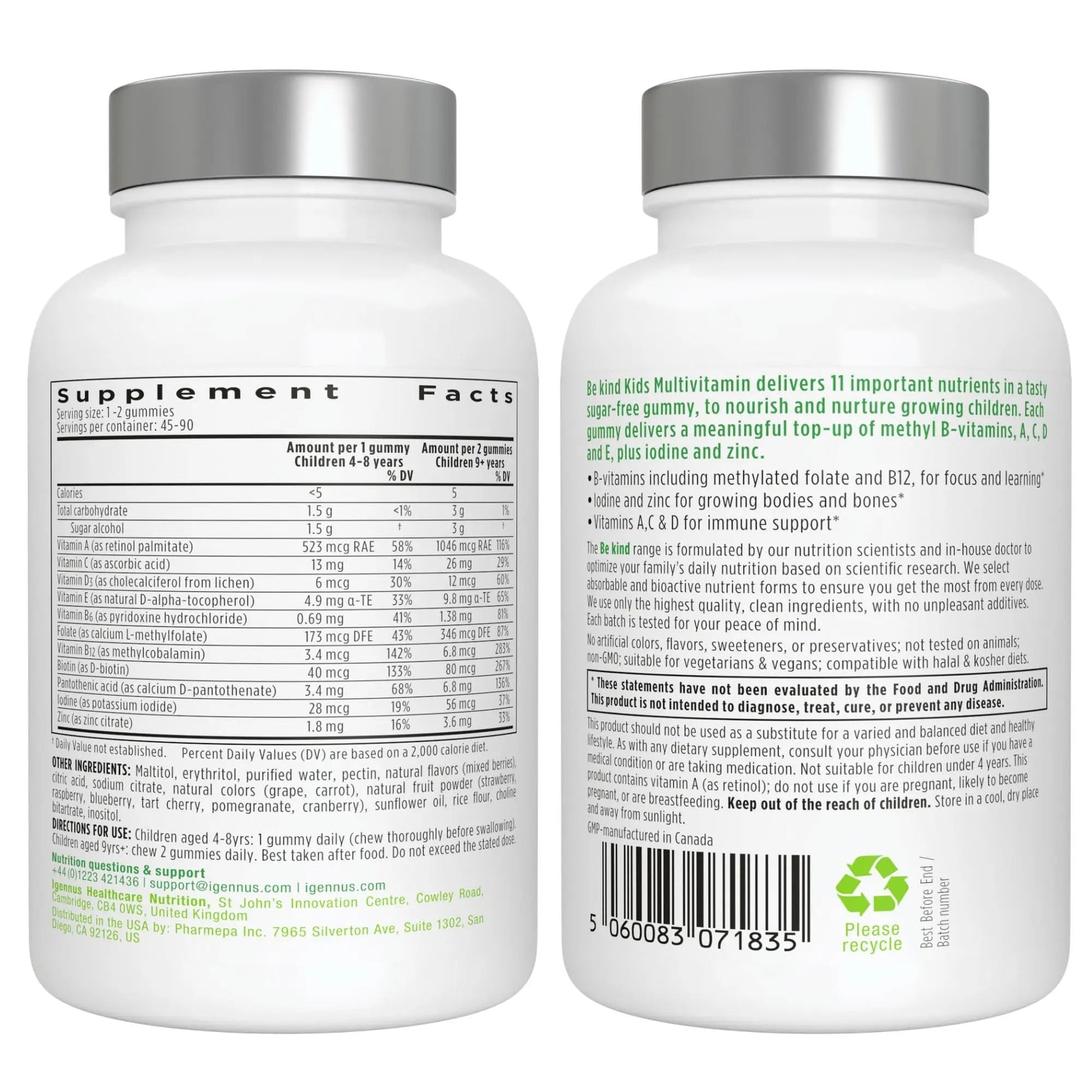 Vegan Omega-3 Algae Oil + Advanced Kids Multivitamin Gummy Bundle, High Concentration DHA & EPA + Vitamin A, B, C, D3 & E Igennus Healthcare NutritionBuy Supplements Australia