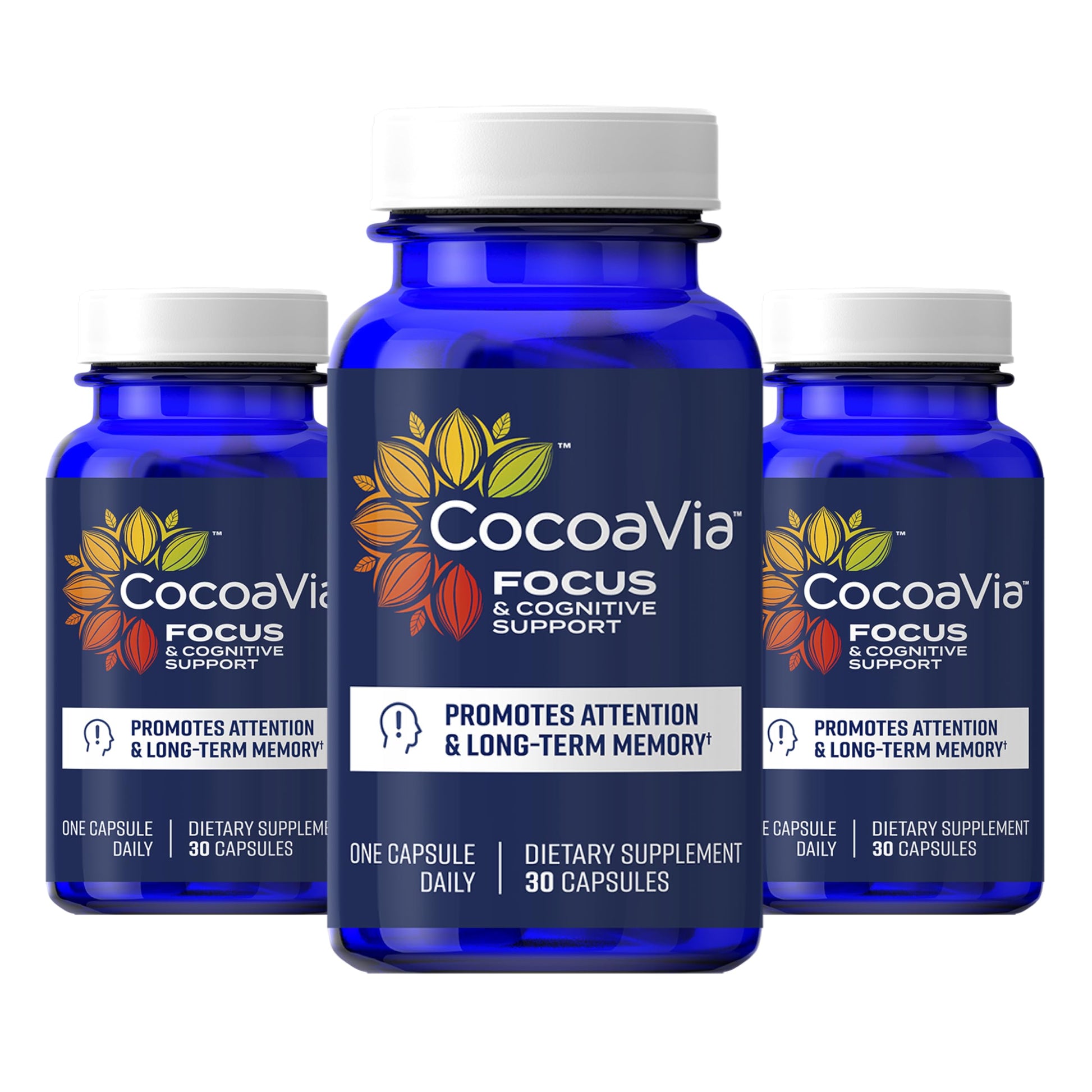 CocoaVia Memory & Focus Brain Supplement, 90 Day, Cocoa Flavanol Blend, Lutein, Added Caffeine for Boost. Improve Cognitive Function, Attention, Vegan & Plant Based, 90 Capsules CocoaViaBuy Supplements Australia