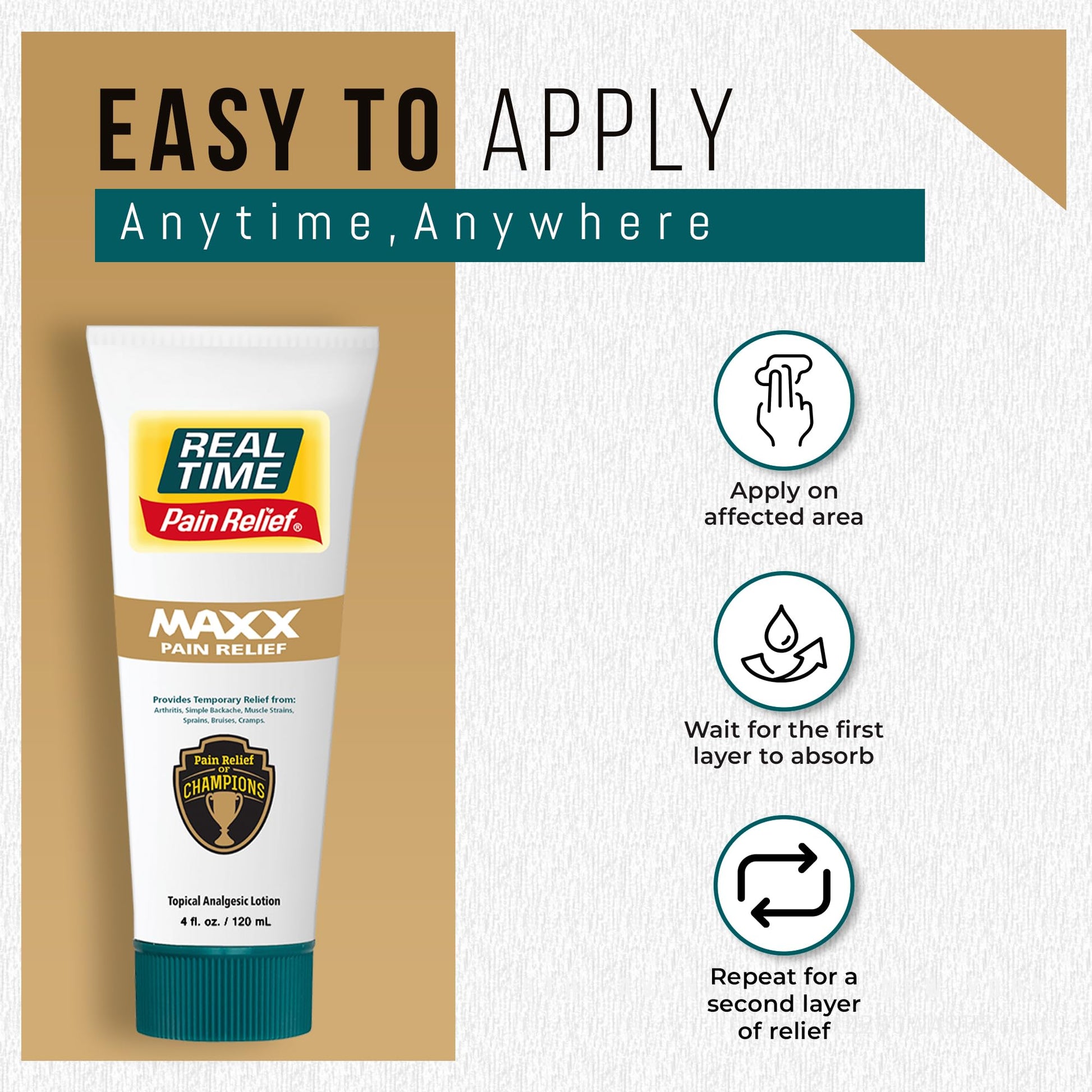 Real Time Pain Relief MAXX 4oz Tube | 18 Natural Ingredients: Arnica, Menthol & Peppermint | Maximum Strength Muscle Pain Relief Lotion for Arthritis, Hands, Ankles, Back, Shoulders, Knees & Joints Real Time Pain ReliefBuy Supplements Australia