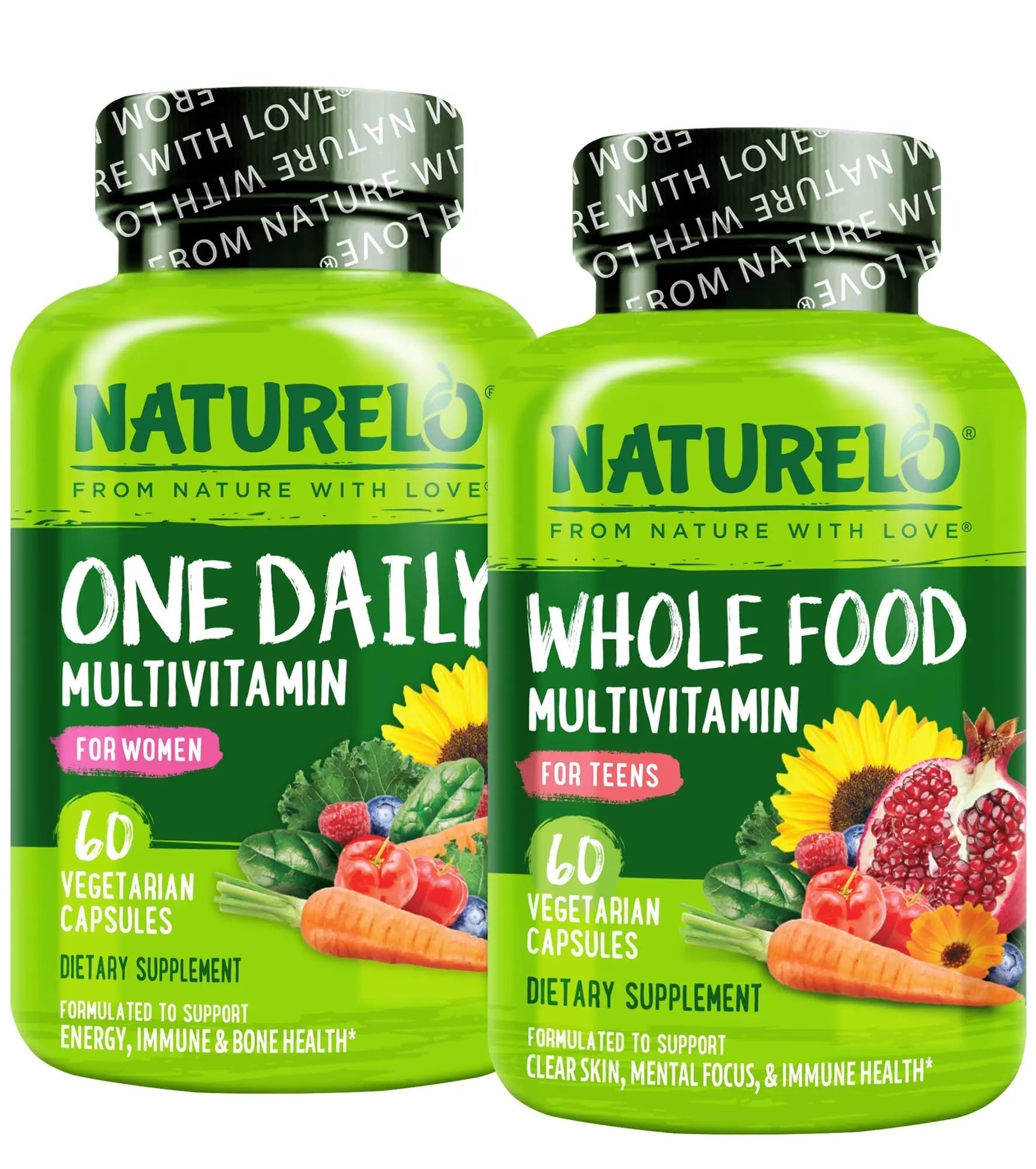 NATURELO Teen Multivitamin - Whole Food, 60 Capsules and One Daily Multivitamin for Women, 60 Capsules - 2 Month Supply Bundle NATURELOBuy Supplements Australia
