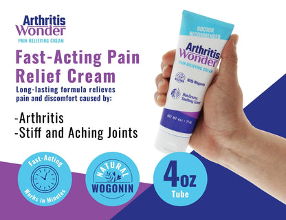 Arthritis Wonder Pain Relief Cream, 4 oz – Arthritis Pain Relief Cream for Hand, Knee, Foot and Wrist Joints – Fast-Acting, Deep Penetrating, Non-Greasy Formula with Natural Wogonin - 3 Pack Arthritis WonderBuy Supplements Australia