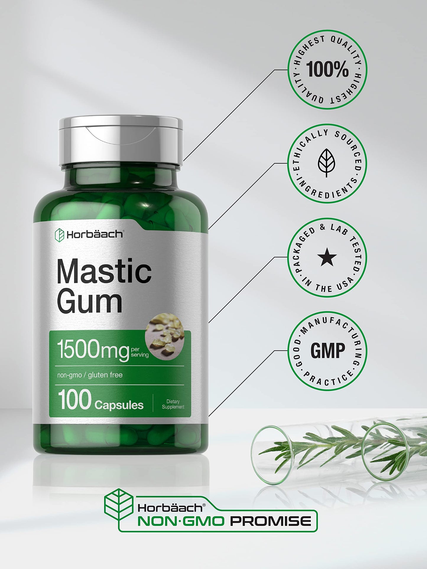 Mastic Gum Capsules 1500mg 100 Count | Non-GMO & Gluten Free | by Horbaach HorbäachBuy Supplements Australia