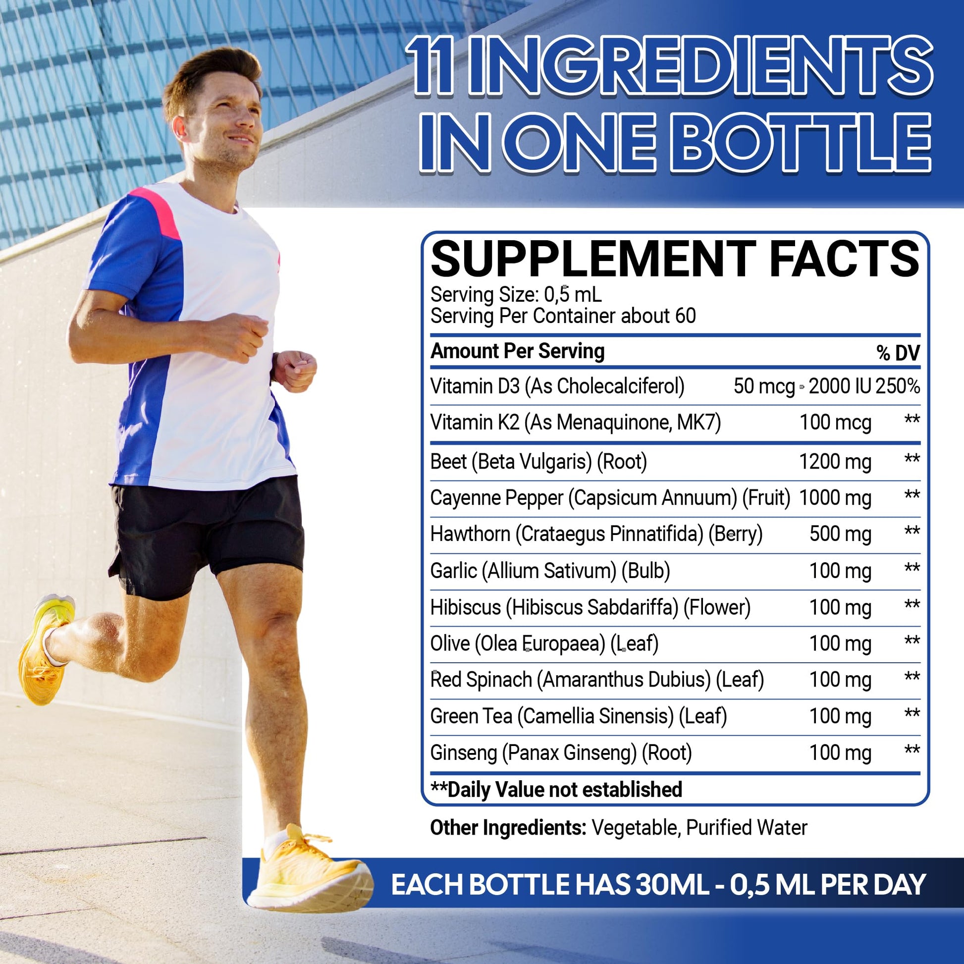 11in1 Beet Root Liquid Drops - Support Overall Wellness - with Vitamin D3, Vitamin K2, Hawthorn Berry, Cayenne Pepper, Garlic, Hibiscus, Olive, Red Spinach, Green Tea - 1 FL Oz - 60 Day Supply MeciscoBuy Supplements Australia