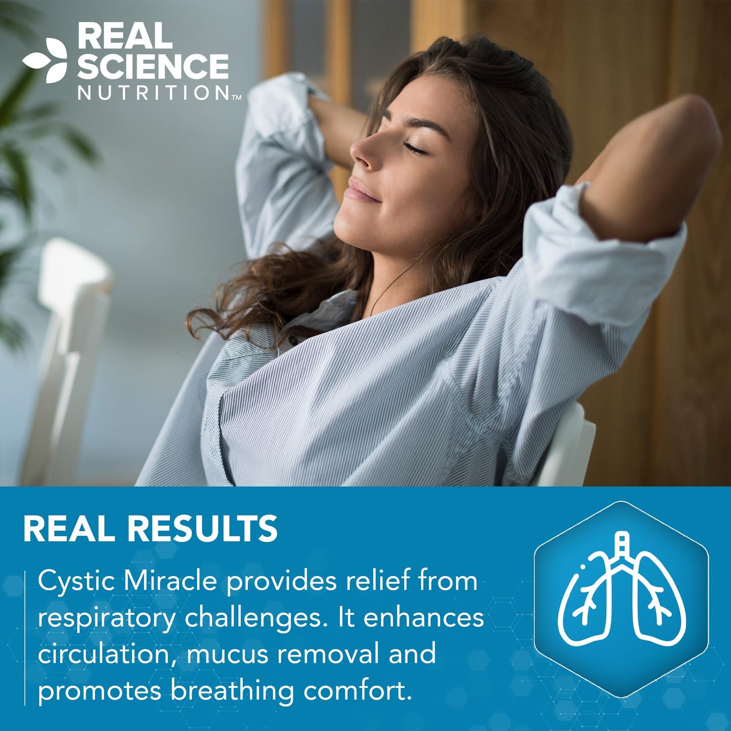 Real Science Cystic Miracle - Lung Support Supplement for Breathing Support and Mucus Clearance – with Vinitrox & GABA to Help Clear Lungs and Aid Respiratory Health, Made in USA, 60 Caps Real Science NutritionBuy Supplements Australia