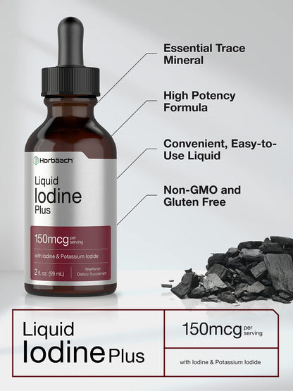 Liquid Iodine Solution Drops | 2 fl oz | 150 mcg | Iodine & Potassium Iodide Supplement HorbäachBuy Supplements Australia
