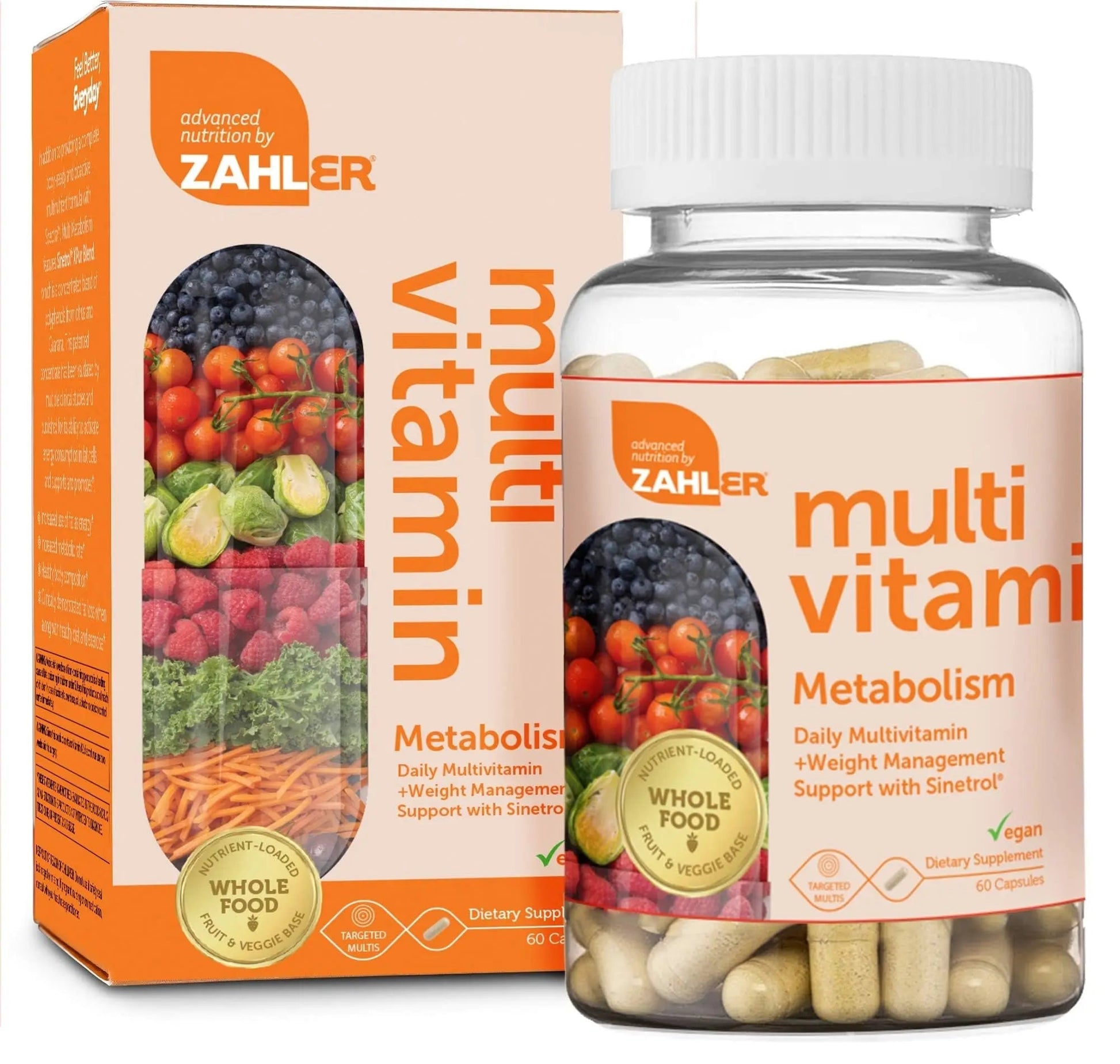 Zahler Multivitamin Metabolism + Weight Management Support for Women and Men with Iron, Certified Kosher, 60 Capsules Zahler