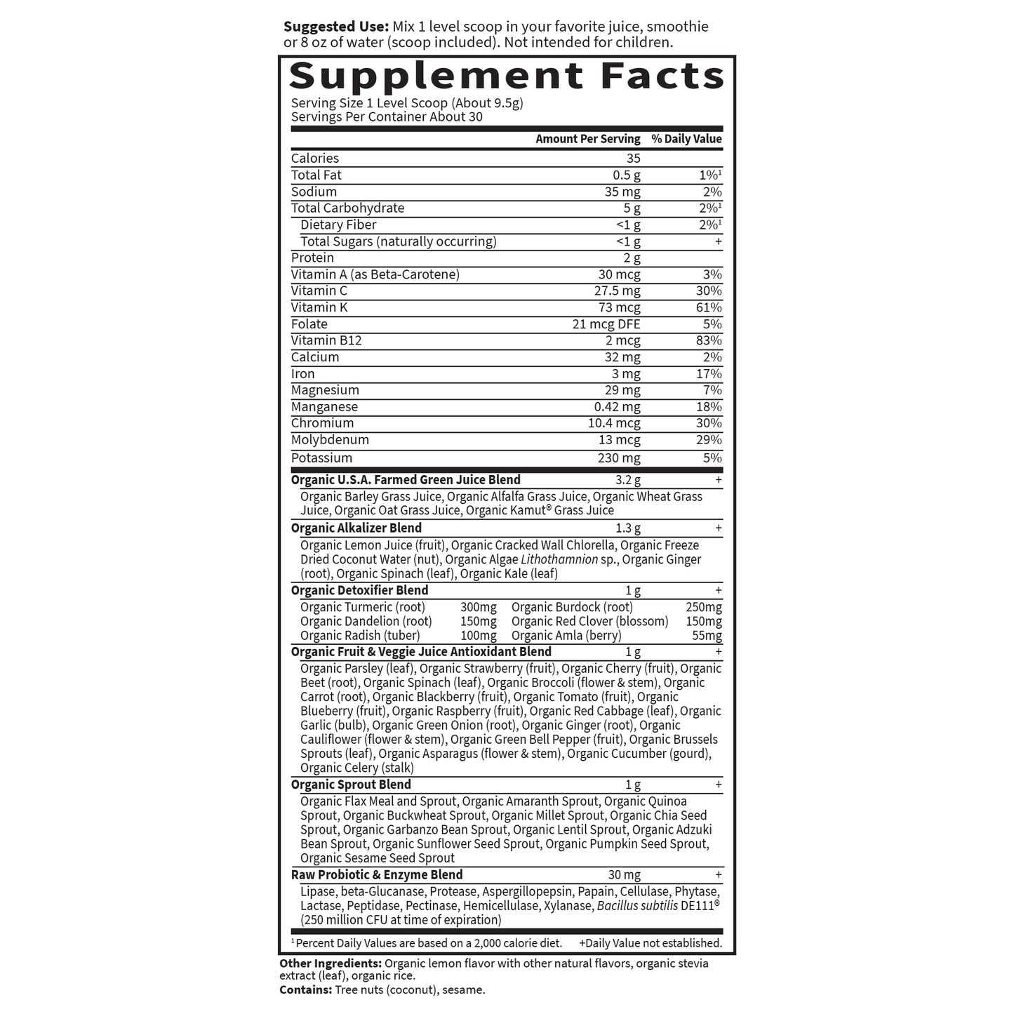 Garden of Life Raw Organic Perfect Food Alkalizer and Detoxifier, Lemon Ginger Flavored Superfood Powder Supplement, 30 Servings Garden of LifeBuy Supplements Australia