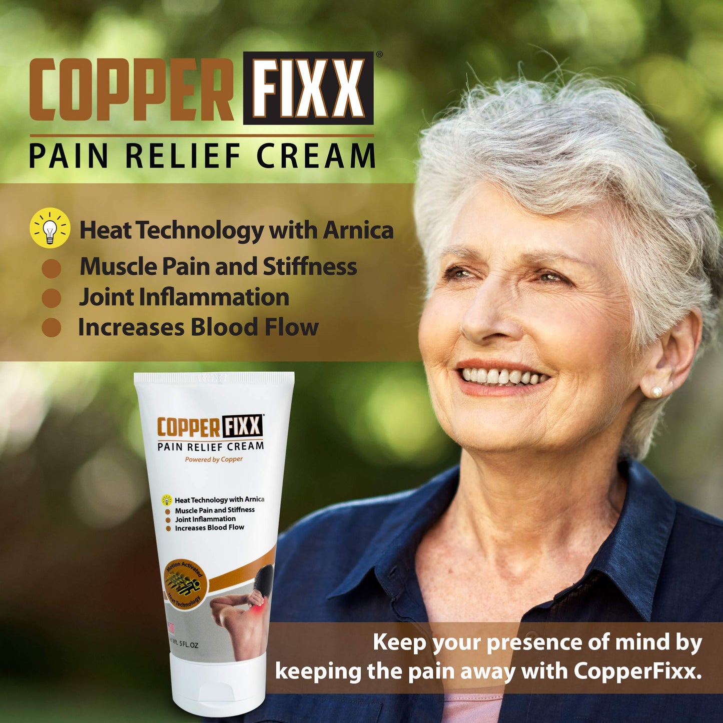CopperFixx Pain Relief Cream, 5 Fl Oz Tube Powered by Copper with Heat Technology Arnica for Muscle & Stiffness Joint Inflammation, Knee, Back, Shoulder Arthritis Pain. Fast Acting, CF03028 CopperFixxBuy Supplements Australia
