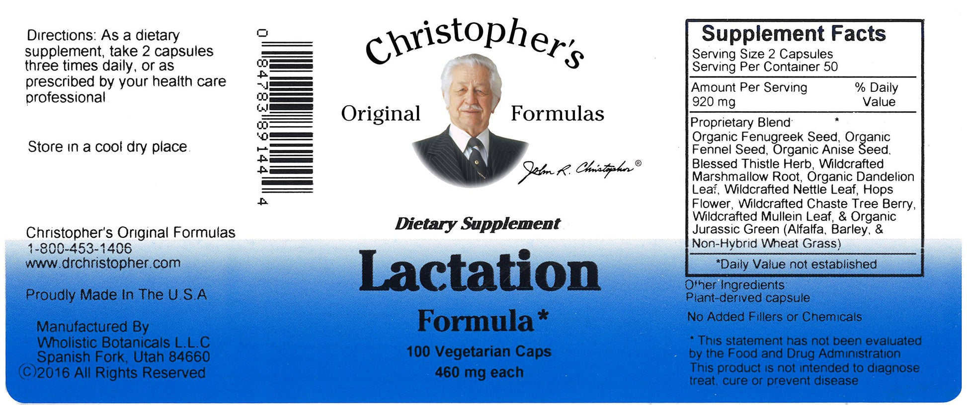 Christopher's Original Formulas Lactation Formula, 100 Capsules (Pack of 2) Christopher's Original FormulasBuy Supplements Australia