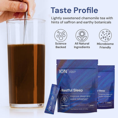 ION* Intelligence of Nature Restful Sleep - Ashwagandha Calm Sleep Aid Powder Drink Mix for Restful Night with Magnesium and L Theanine for Women and Men - 5 Packets ION* Intelligence of NatureBuy Supplements Australia