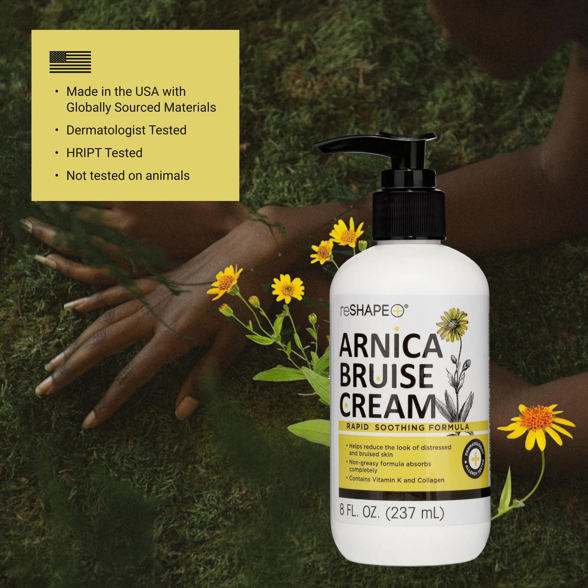 Reshape+ Arnica Bruise Relief Topical Cream For Bruising, Swelling, & Discoloration On Skin, Natural Skin Care Homeopathic Arnica Lotion W/Vitamin K, Horse Chestnut, & Collagen, Large 8 Fl Oz Reshape+Buy Supplements Australia