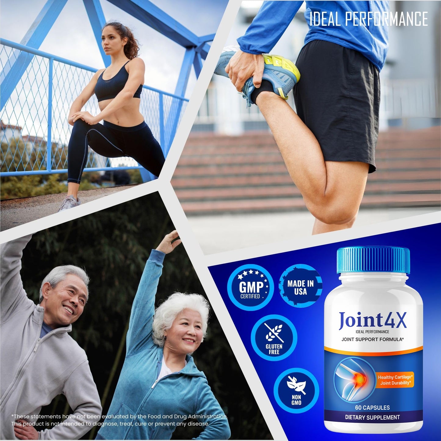 IDEAL PERFORMANCE Joint4X Joint Support Capsules, Official Joint-4X Supplement Pills, All-Natural Formula to Fortify Bones and Bolster Flexibility - Maximum Strength, Joint 4X Pills Reviews (2 Pack) IDEAL PERFORMANCEBuy Supplements Australia