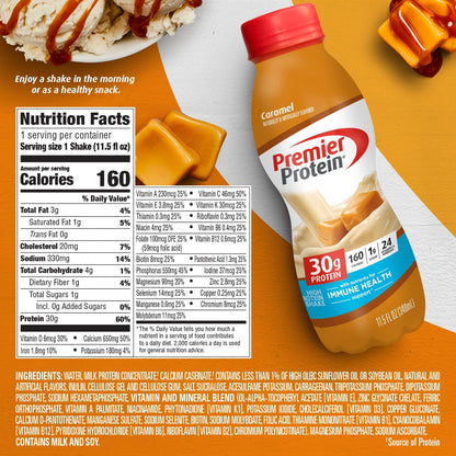 Premier Liquid Protein Shake, Caramel, 30g Protein, 1g Sugar, 24 Vitamins & Minerals Premier ProteinBuy Supplements Australia