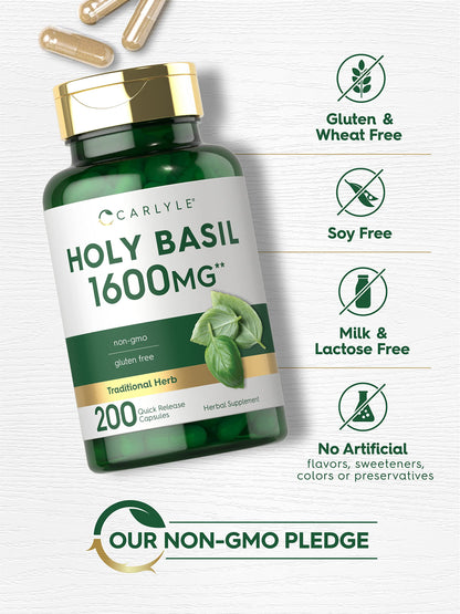 Carlyle Holy Basil Capsules 1600 mg | 200 Count | Tulsi Holy Basil Leaf Extract | Herbal CarlyleBuy Supplements Australia