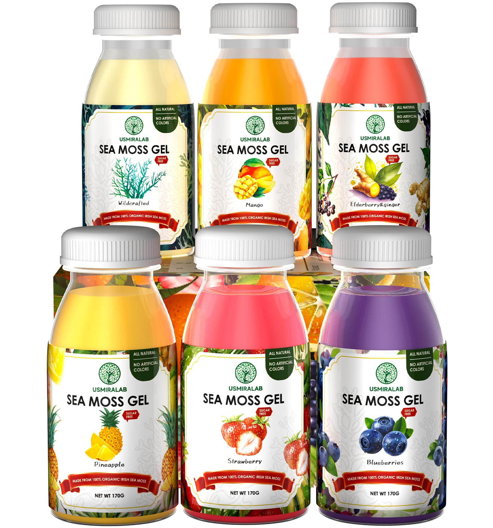 USMIRALAB Wildcrafted Sea Moss Gel for Purists： 6-Flavor Ritual Set (36oz) with Antioxidant Ocean Minerals | Pure Superfood Base Vegan USMIRALABBuy Supplements Australia