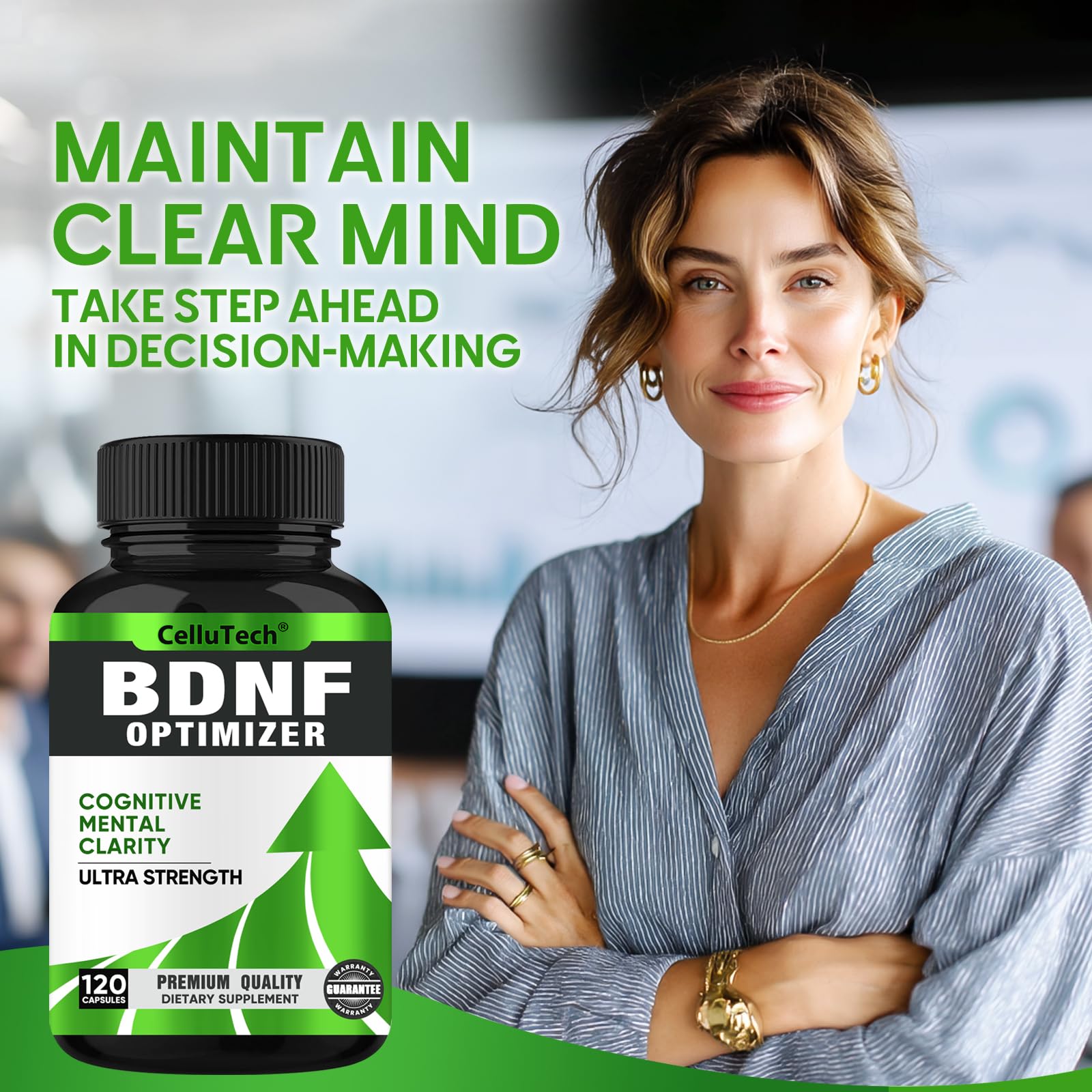 Nootropic Brain Supplement for Memory & Focus Support – Advanced Cognitive Formula for Mental Clarity & Mood Balance with Bacopa Monnieri, Lion's Mane, Alpha GPC & Omega-3 – 120 Capsules CelluTechBuy Supplements Australia
