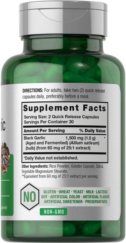 Aged Black Garlic Capsules 1500mg | 60 Count | Fermented Extract Supplement HorbäachBuy Supplements Australia