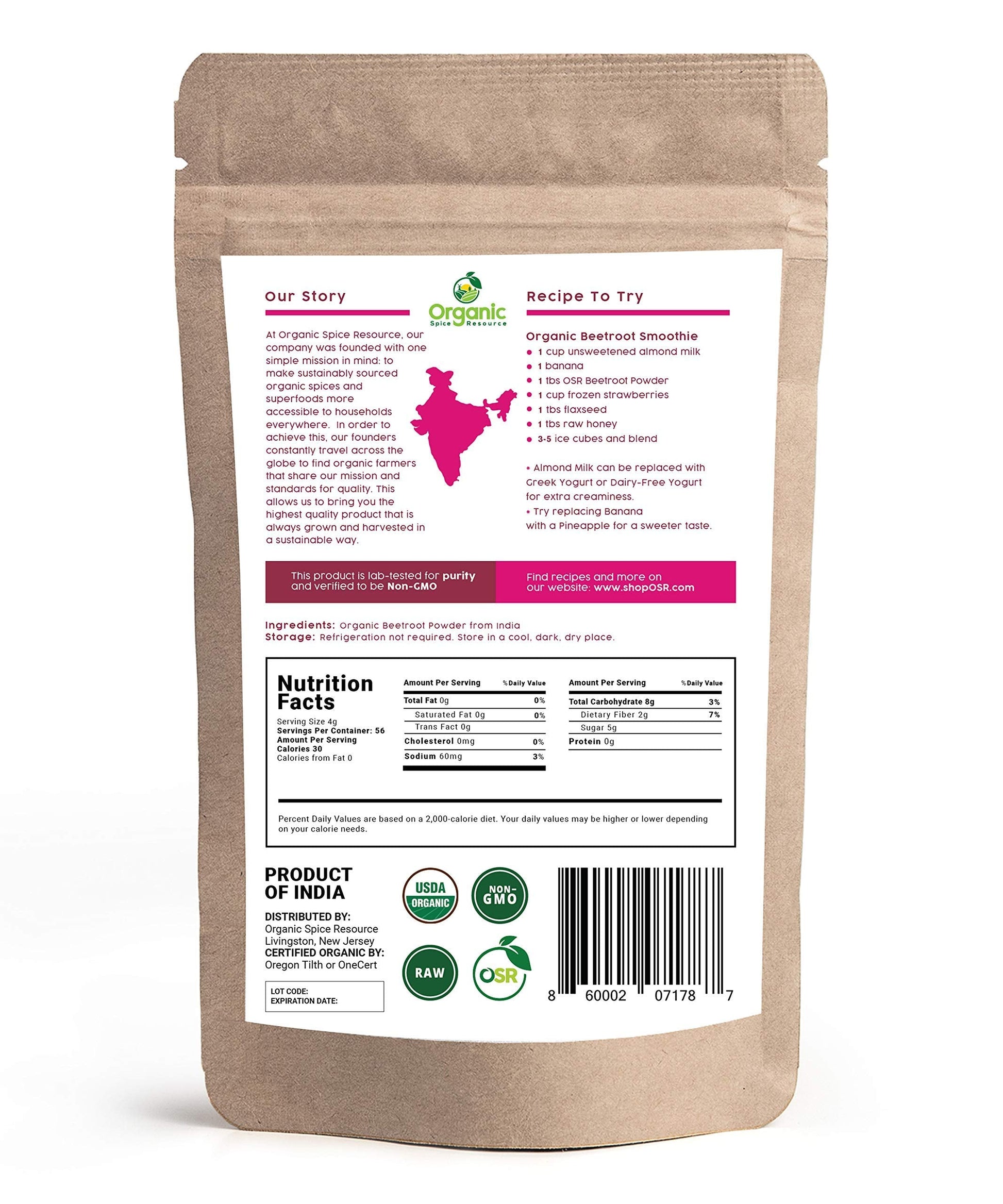Organic Beet Root Powder | 8 oz or 226g | USDA Organic Approved, Raw and Non GMO Organic Spice ResourceBuy Supplements Australia