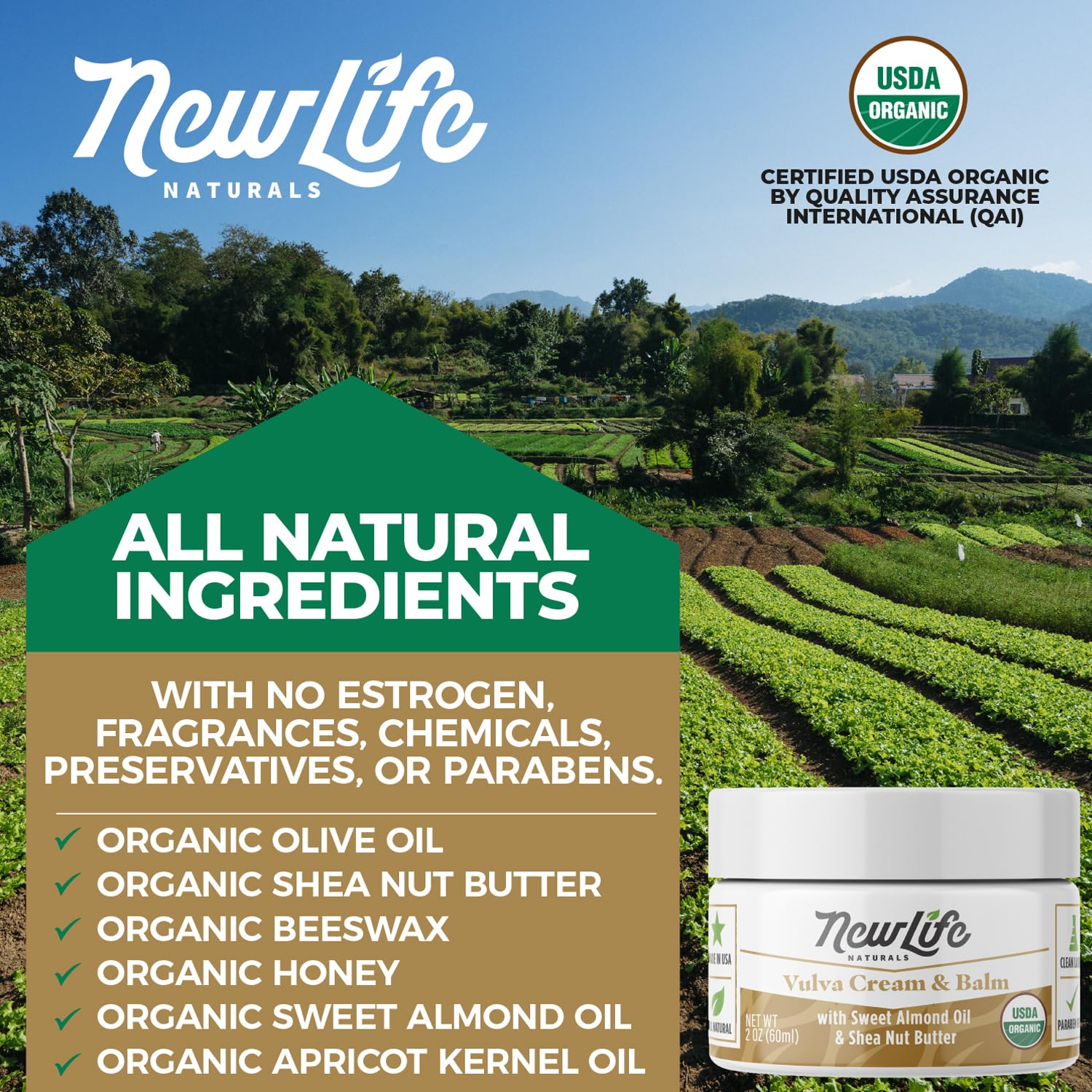 NewLife Naturals Certified Organic Vulva Cream - Menopause Support, Itching Relief, Vaginal Moisturizer NewLife NaturalsBuy Supplements Australia