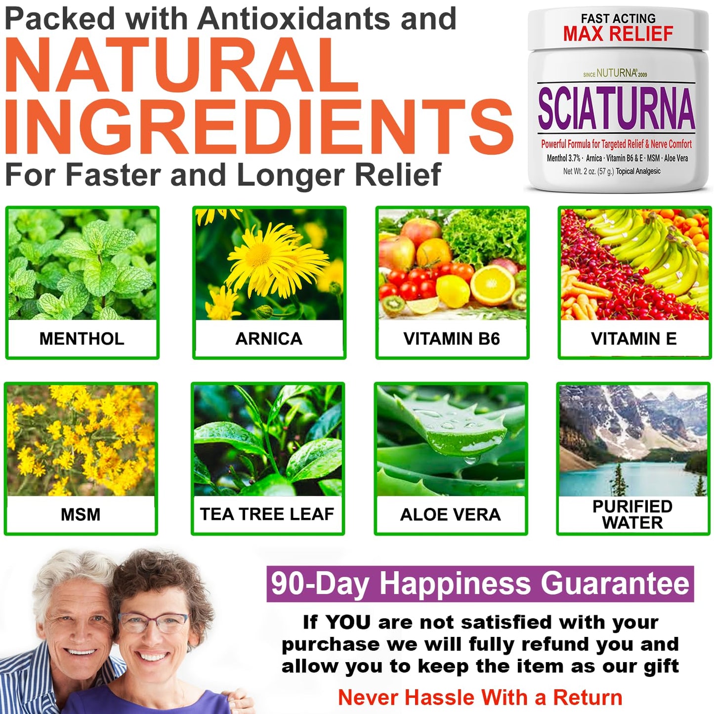 Sciatica Nerve Cream - Maximum Strength Comfort Cream for Feet, Hands, Legs, Toes, Back - Natural Ultra Strength Arnica, MSM, Menthol, Soothing Comfort, 2 Oz NuturnaBuy Supplements Australia
