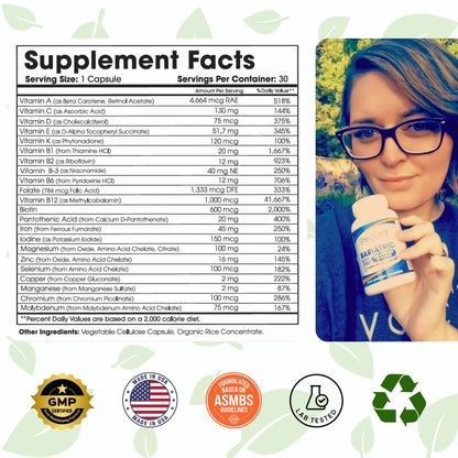 Bariatric Multivitamin with Iron One Capsule Per Day and CoQ10 100mg Supplement for Brain Health and Energy Management Shiny Leaf