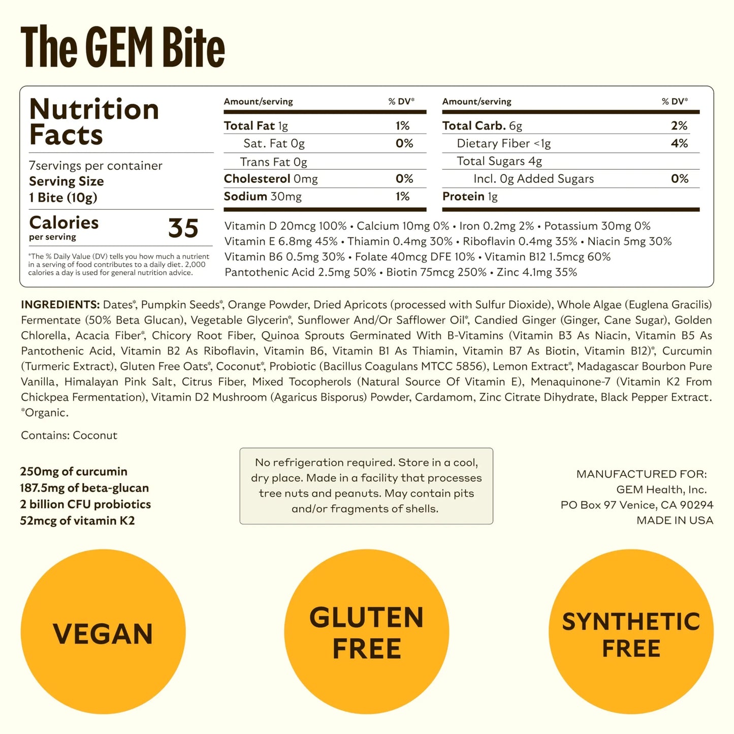 GEM Daily Superfood and Energy Support for Women & Men, Natural Whole Foods with Essential 20+ Whole-Food Vitamins, Minerals GEM