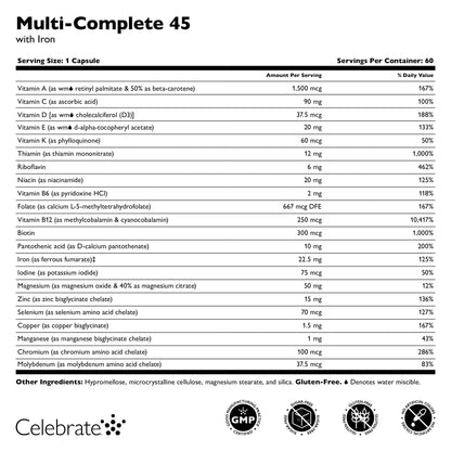Celebrate Vitamins Multi-Complete | Bariatric Multivitamin with 45 mg Iron—Daily Essential Vitamins & Minerals Celebrate Bariatric SupplementsBuy Supplements Australia