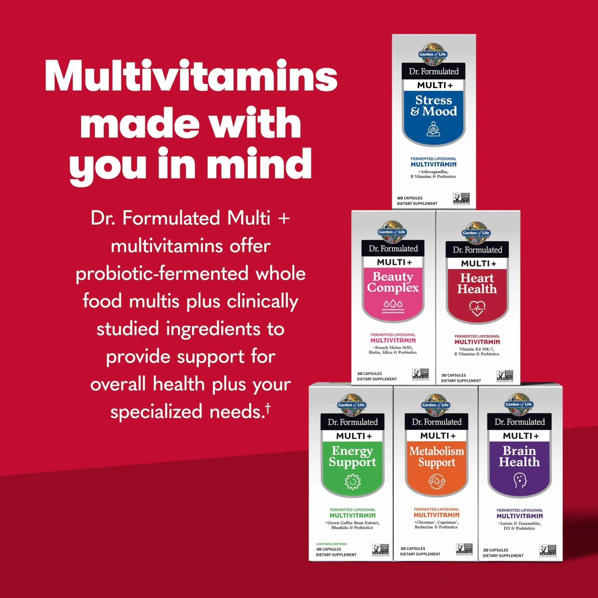 Garden of Life Dr. Formulated Multi+ Heart Health - Fermented Liposomal Multivitamin + Vitamin K2 MK-7, B Vitamins & Probiotics Garden of Life