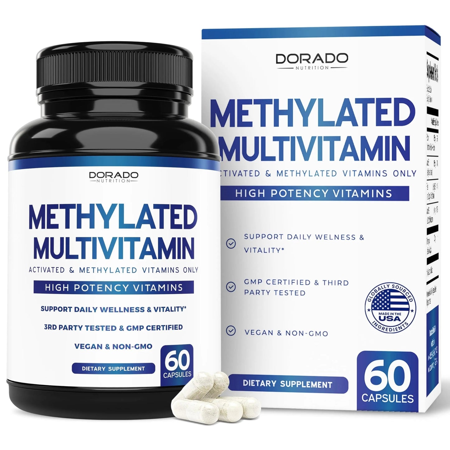 Methylated Multivitamin (Methylated and Activated Vitamins Only - Methylated B Complex with Trimethylglycine (TMG) and Methylfolate) DORADO NUTRITIONBuy Supplements Australia