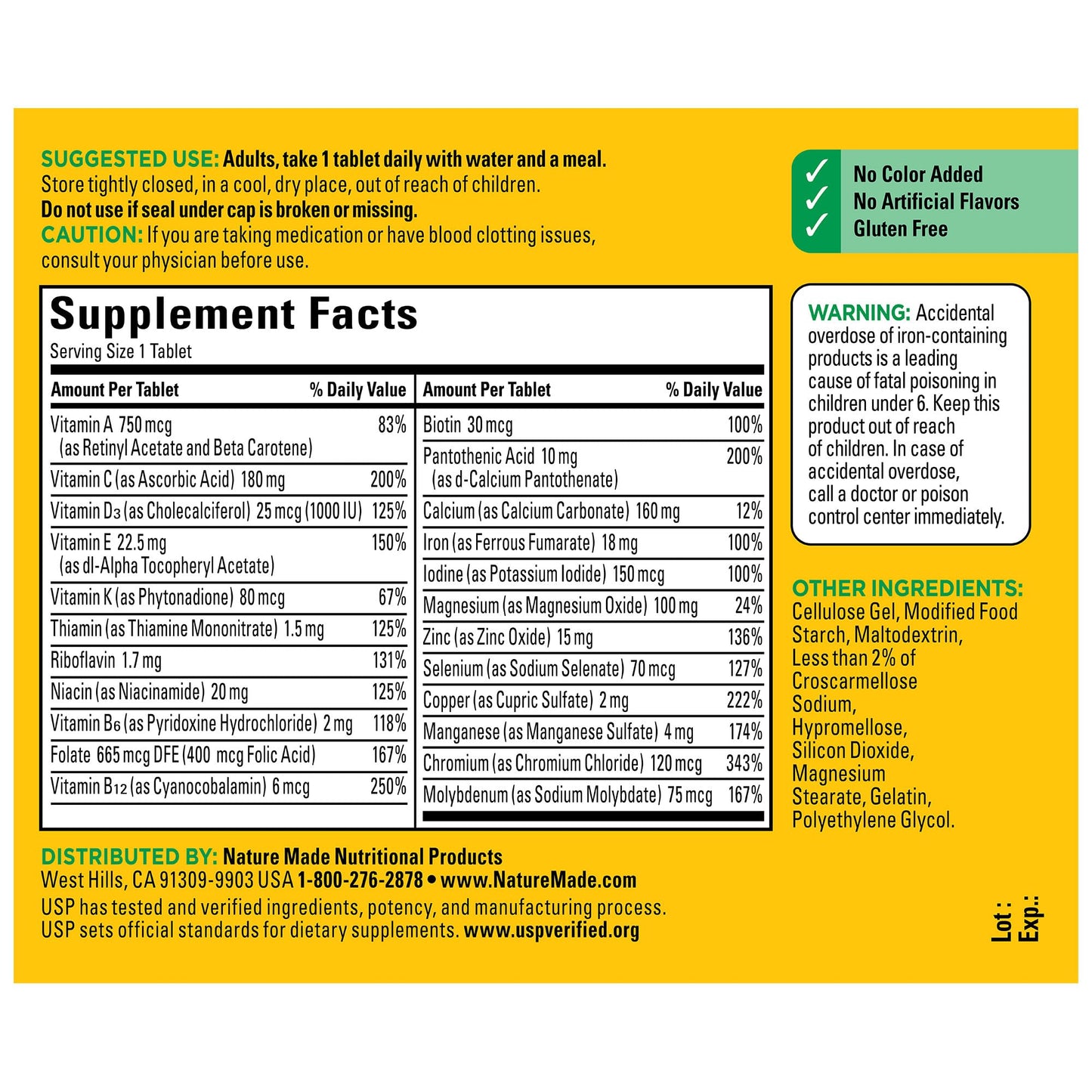 Nature Made Multivitamin Tablets with Vitamin D3 and Iron, 130 Count for Daily Nutritional Support Nature MadeBuy Supplements Australia