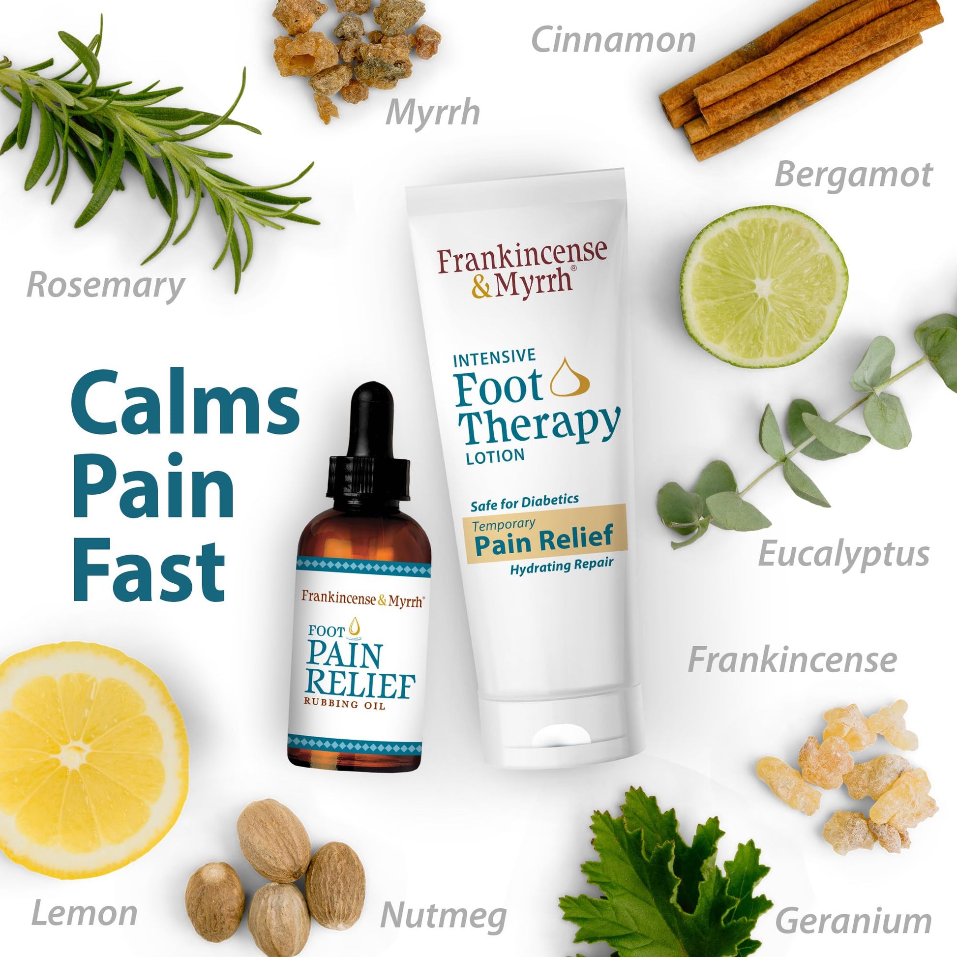 FRANKINCENSE & MYRRH Foot Pain Combo Pack: Foot Pain Relief Rubbing Oil (2 oz) and Intensive Therapy Lotion for feet (3 oz), Neuropathy, Nerve Relief, Frankincense Essential Oil, Maximum Strength FRANKINCENSE & MYRRHBuy Supplements Australia