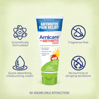 Boiron Arnicare Arthritis Cream for Pain Relief of Knees, Hands, Wrists, Elbows, Joints & Muscles – Quickly Absorbed & Fragrance-Free – 2.5 oz BoironBuy Supplements Australia