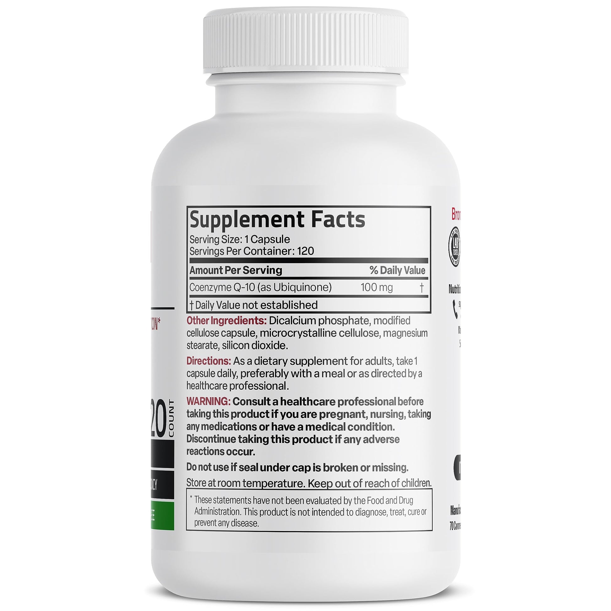 Bronson CoQ10 100 MG High Potency Cellular Energy Production, 120 Vegetarian Capsules BronsonBuy Supplements Australia