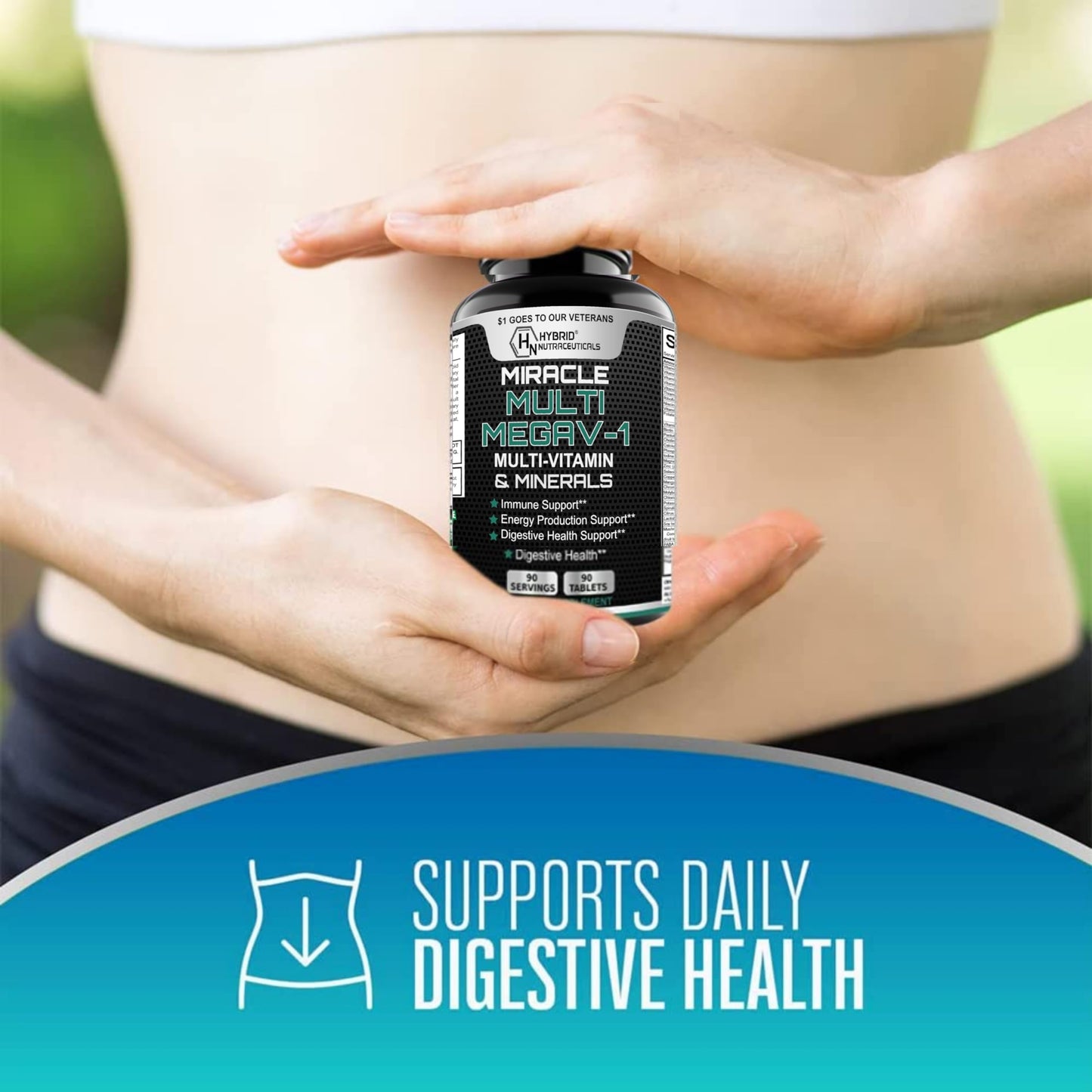 MEGAV-1 Multi-Vitamin, Superfood & Minerals - Daily Multivitamin with Probiotics, Digestive Enzyme, Mushroom Complex for Heart Health, Immune Support, Energy & Stamina - 90 Tablets Hybrid NutraceuticalsBuy Supplements Australia
