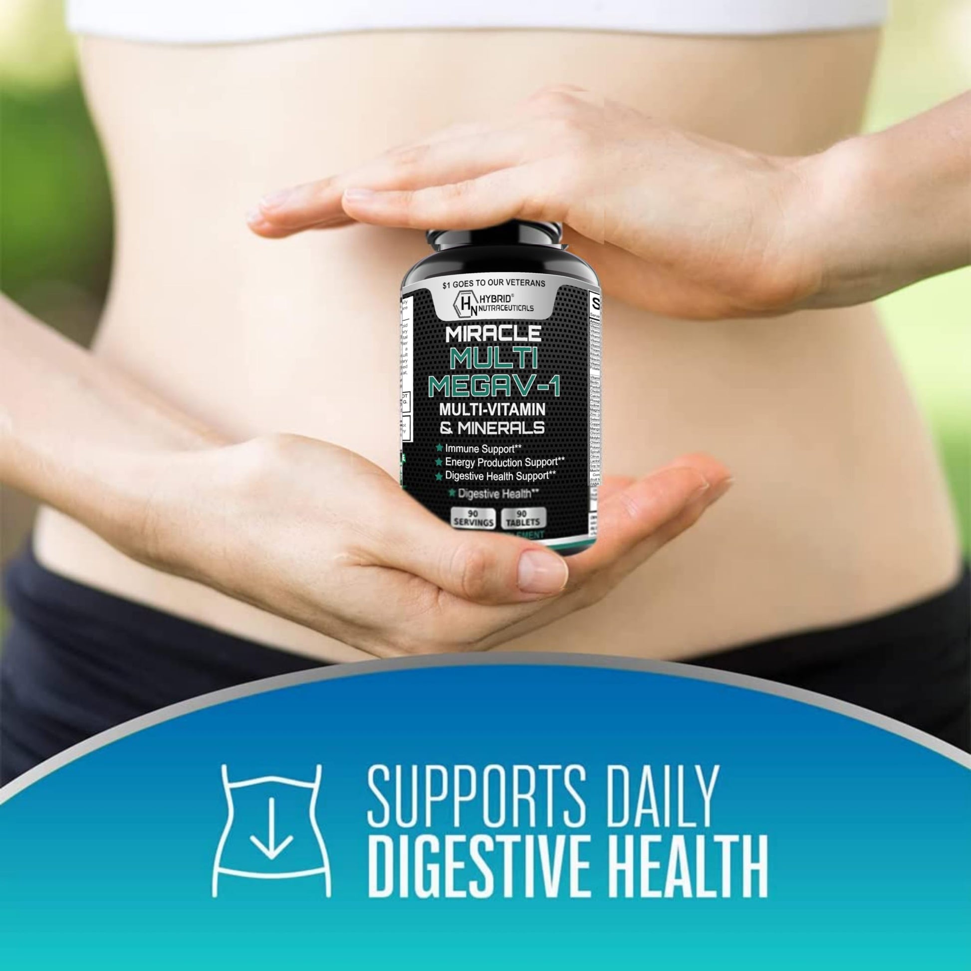 MEGAV-1 Multi-Vitamin, Superfood & Minerals - Daily Multivitamin with Probiotics, Digestive Enzyme, Mushroom Complex for Heart Health, Immune Support, Energy & Stamina - 90 Tablets Hybrid NutraceuticalsBuy Supplements Australia