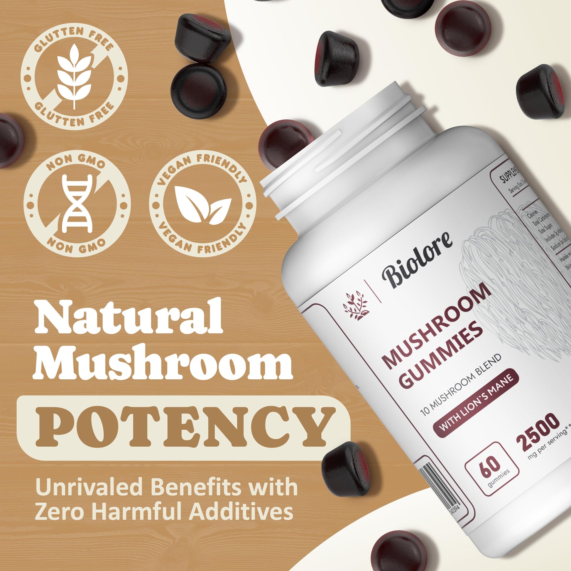 Biolore Mushroom Complex Gummies: 10 Powerful Mushrooms with Chaga, Lions Mane BioloreBuy Supplements Australia