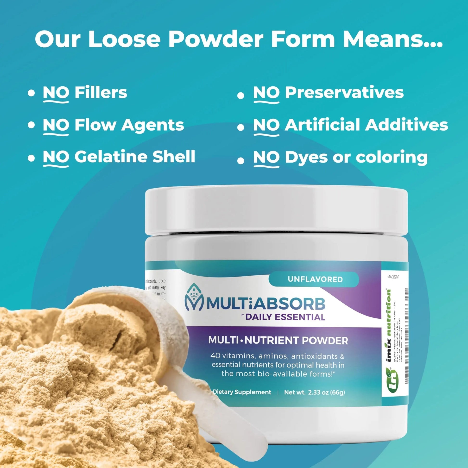MultiAbsorb~Daily Essential, Multi-Nutrient Powder for Optimal Health, Vitamins, Minerals, Antioxidants, No Fillers or Preservatives Imix NutritionBuy Supplements Australia